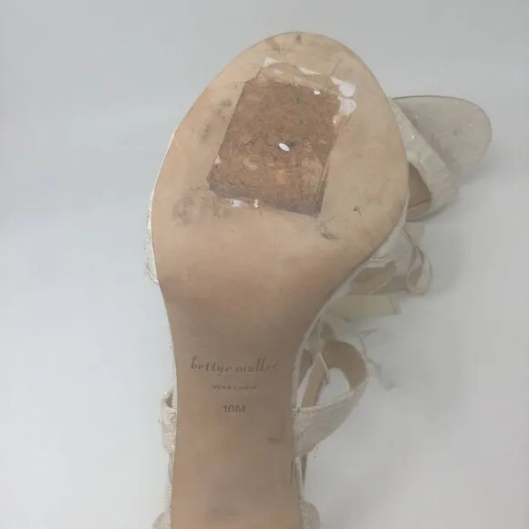 Bettye Muller Heels Open Toe Floral Cream Shoes 10