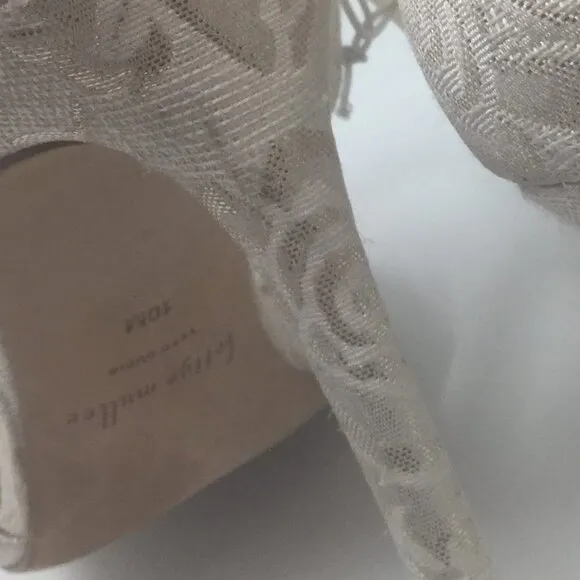 Bettye Muller Heels Open Toe Floral Cream Shoes 10