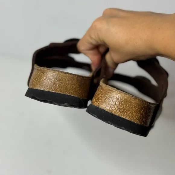 Betula By Birkenstock Size 37 Brown Strappy Sandals Slides Soft Footbed