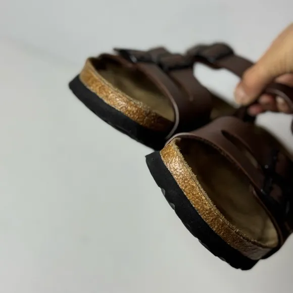 Betula By Birkenstock Size 37 Brown Strappy Sandals Slides Soft Footbed