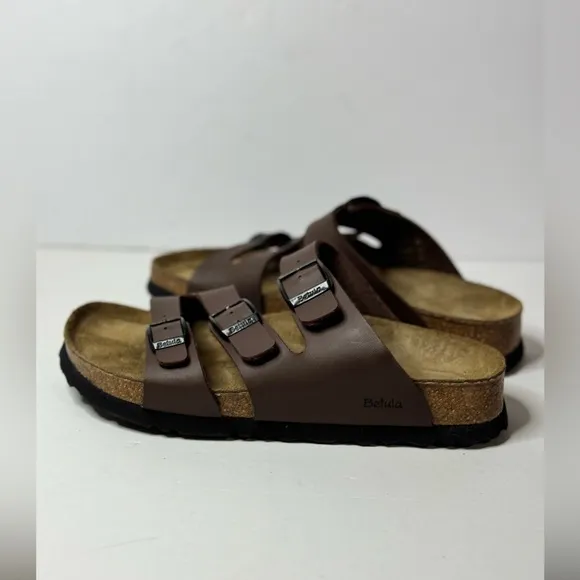 Betula By Birkenstock Size 37 Brown Strappy Sandals Slides Soft Footbed