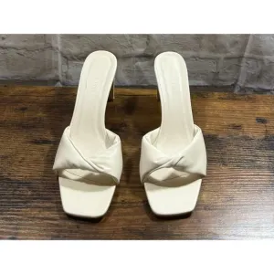 Billini Sz 10 Cream Twist Knot 3.5&quot; inch Heel Mule Summer Vacation Cruise NWOT