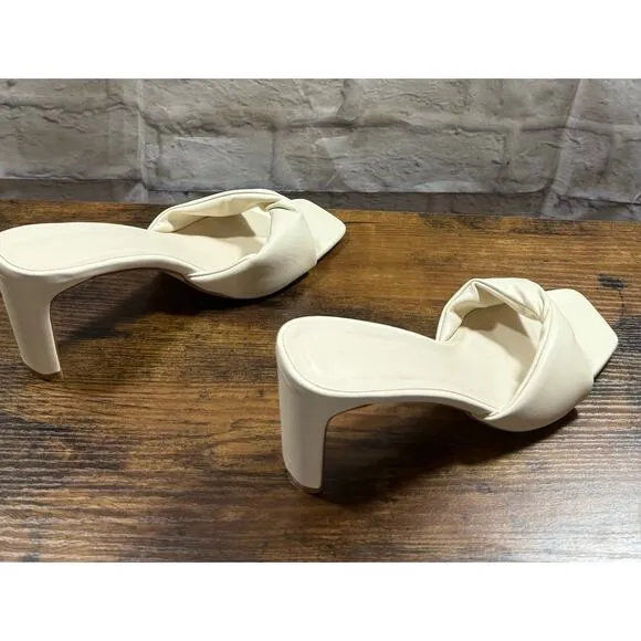 Billini Sz 10 Cream Twist Knot 3.5&quot; inch Heel Mule Summer Vacation Cruise NWOT