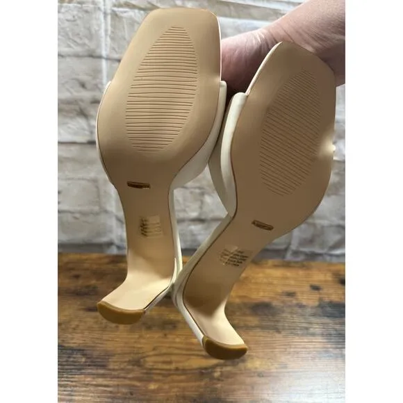 Billini Sz 10 Cream Twist Knot 3.5&quot; inch Heel Mule Summer Vacation Cruise NWOT