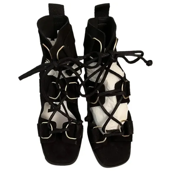 BIMBA Y LOLA strappy suede black sandals Sz 6