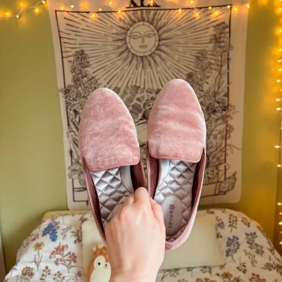 Birdies The Starling Pink Blush Velvet Velour Casual Slip-On Loafers 🩷