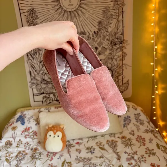 Birdies The Starling Pink Blush Velvet Velour Casual Slip-On Loafers 🩷