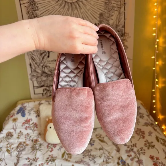 Birdies The Starling Pink Blush Velvet Velour Casual Slip-On Loafers 🩷