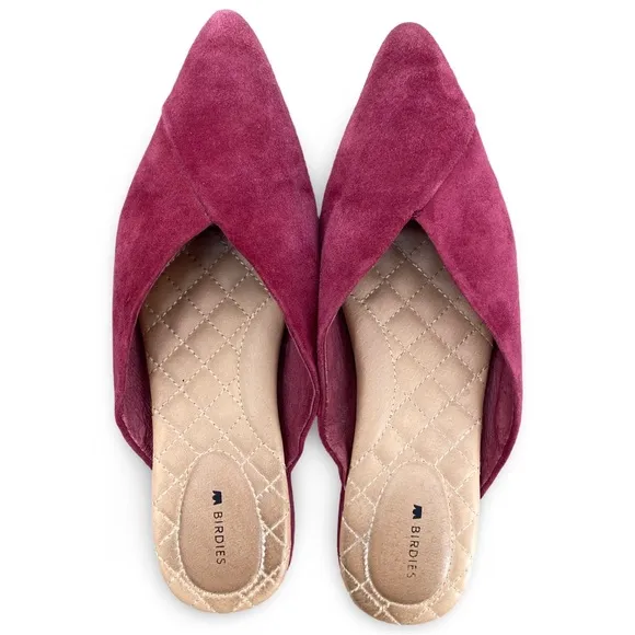Birdies Women's Swan Suede Burgundy Slides Mule Size 8
