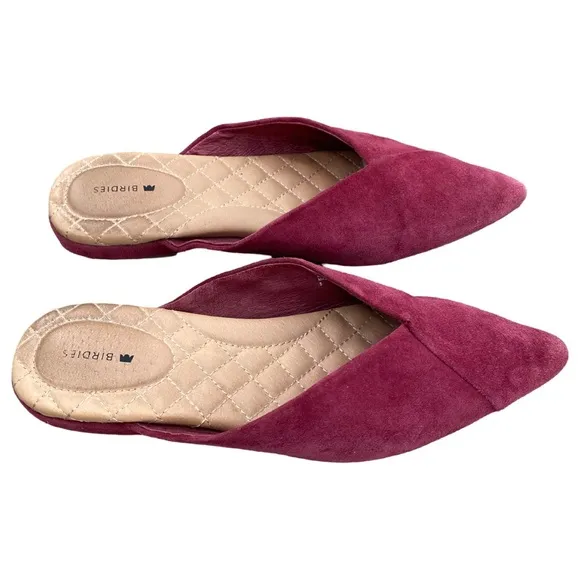 Birdies Women's Swan Suede Burgundy Slides Mule Size 8