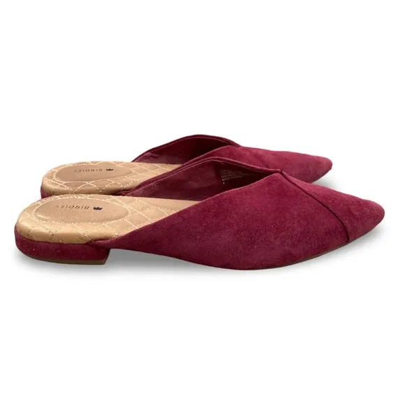 Birdies Women's Swan Suede Burgundy Slides Mule Size 8