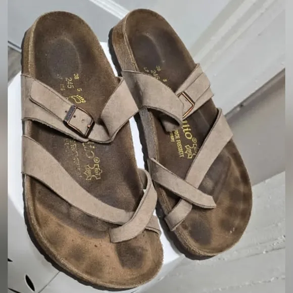 🌴Birkenstock Papillio Mayari Germany Strappy Gray Leather Sandals Size L7 / M5