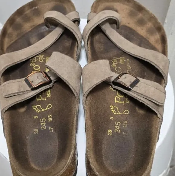 🌴Birkenstock Papillio Mayari Germany Strappy Gray Leather Sandals Size L7 / M5