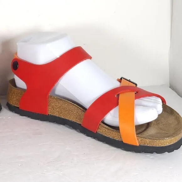 Birkenstock Papillio Women's Yara EU38 US7 Multicolor Flat Strappy Sandals Rare