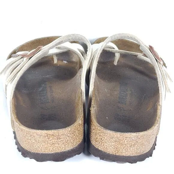 Birkenstock Women's Mayari US8 EU39 BirkoFlor Pearl White Strappy Slide sandals