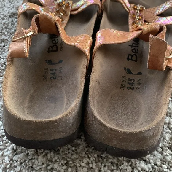 Birkenstocks Women's Betula Rhinestone Jewel Iridescent Leather Strappy Sandals