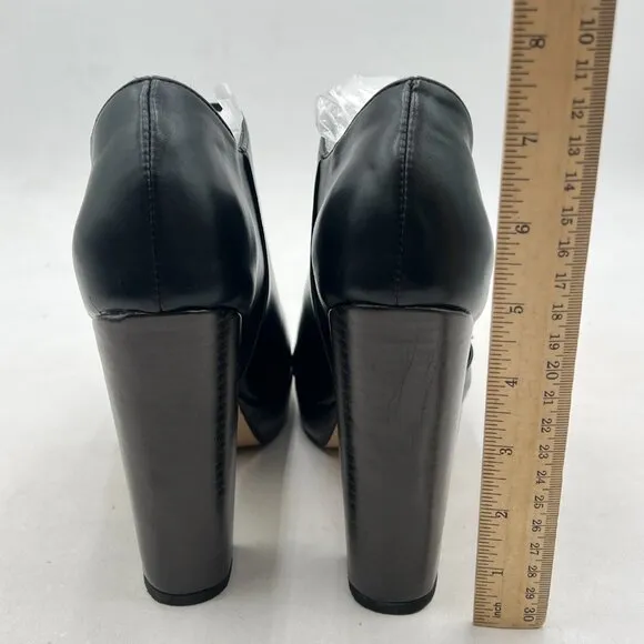 Black Block High Heels Platform Ankle Boots Pointed Toe Side Zipper Booties Shoe