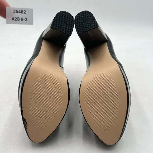 Black Block High Heels Platform Ankle Boots Pointed Toe Side Zipper Booties Shoe