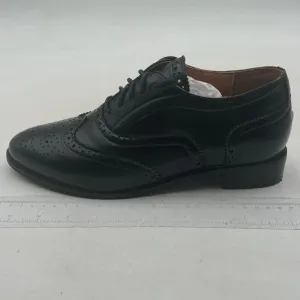 Black Men's Black Leather Classic Lace Up Oxford Low Heel Round Toe Dress Pump