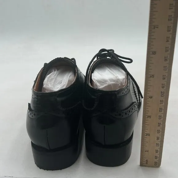 Black Men's Black Leather Classic Lace Up Oxford Low Heel Round Toe Dress Pump