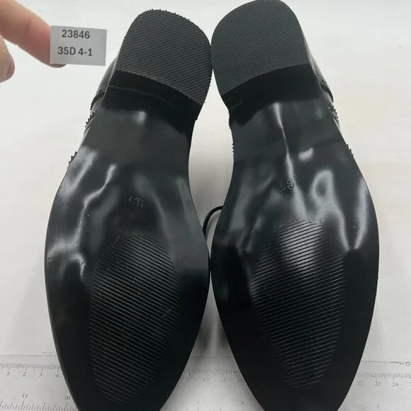 Black Men's Black Leather Classic Lace Up Oxford Low Heel Round Toe Dress Pump