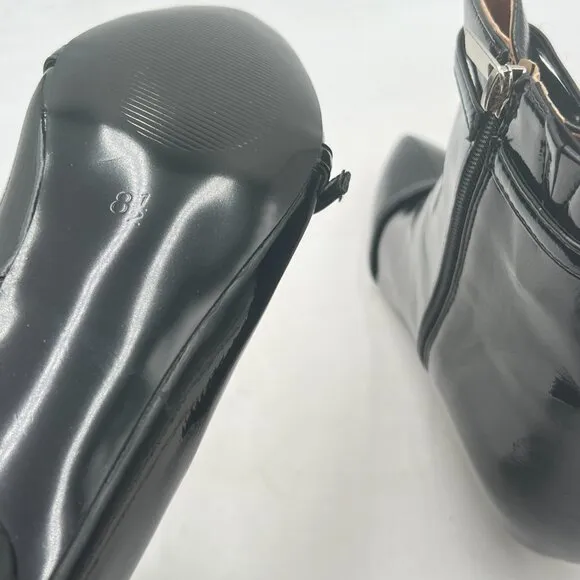 Black Pointed Toe Ankle Boots Kitten Heel Buckle Strap Zipper Booties Dress Shoe