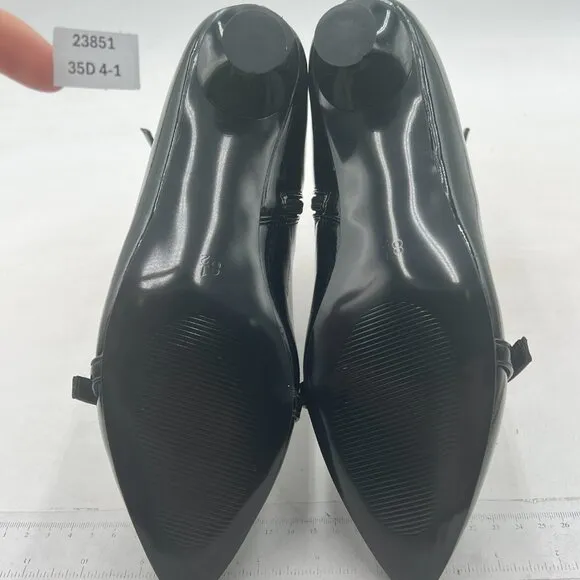 Black Pointed Toe Ankle Boots Kitten Heel Buckle Strap Zipper Booties Dress Shoe