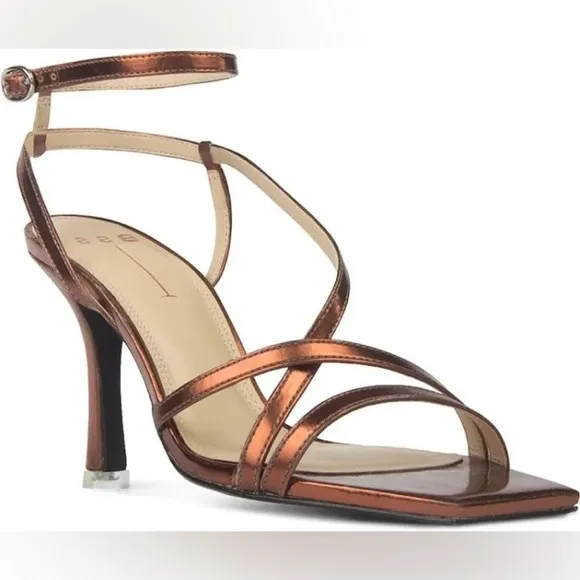 BLACK SUEDE STUDIO BSS CHARLOTTE COPPER METALLIC SANDALS SIZE 36
