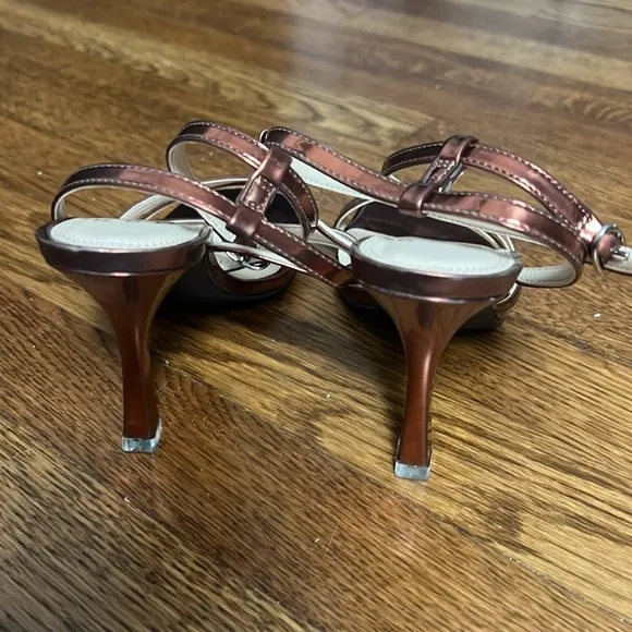 BLACK SUEDE STUDIO BSS CHARLOTTE COPPER METALLIC SANDALS SIZE 36