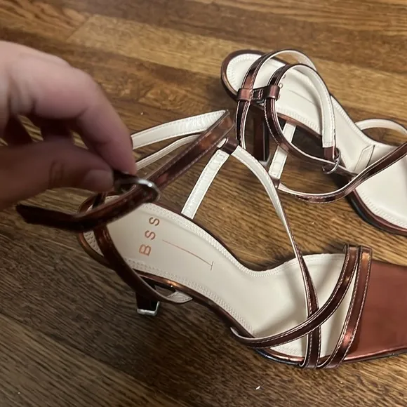 BLACK SUEDE STUDIO BSS CHARLOTTE COPPER METALLIC SANDALS SIZE 36