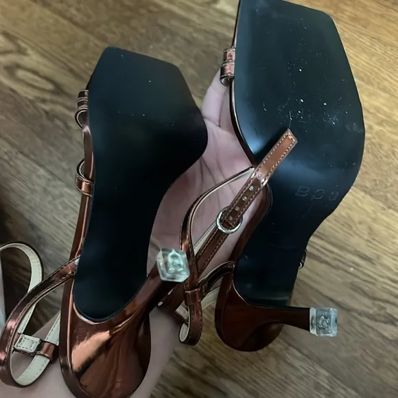 BLACK SUEDE STUDIO BSS CHARLOTTE COPPER METALLIC SANDALS SIZE 36