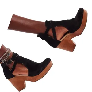 Black Suede Women's Heeled Shoes
