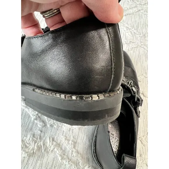 Bleecker &amp; Bond Leigh Buckle Black Leather Upper Dress Shoes Women Size 9