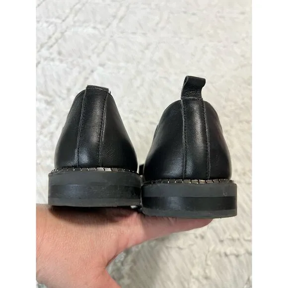 Bleecker &amp; Bond Leigh Buckle Black Leather Upper Dress Shoes Women Size 9