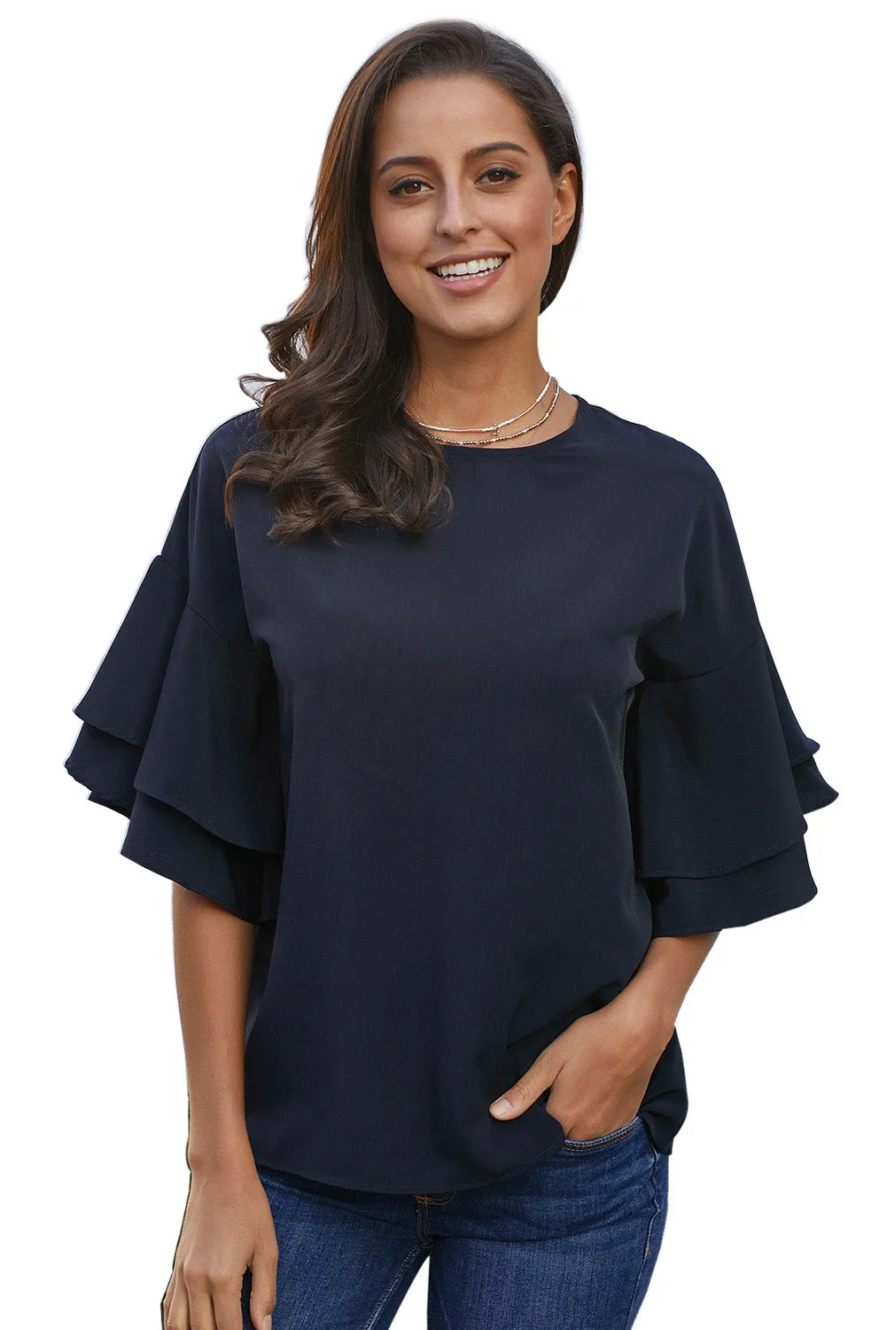Blue Hamlet Tiered Sleeve Blouse