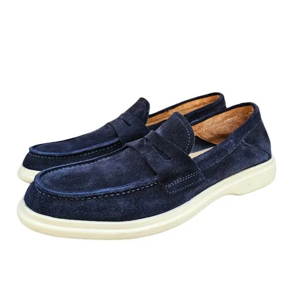 Blue Suede Shoes Leather Loafers Bilt George Brown Foster Penny Loafer Size 8.5