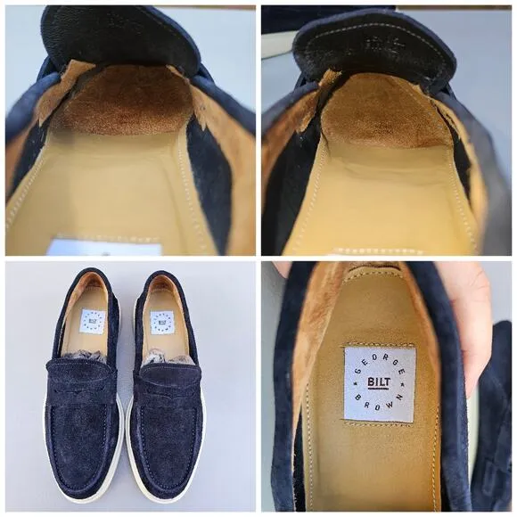 Blue Suede Shoes Leather Loafers Bilt George Brown Foster Penny Loafer Size 8.5