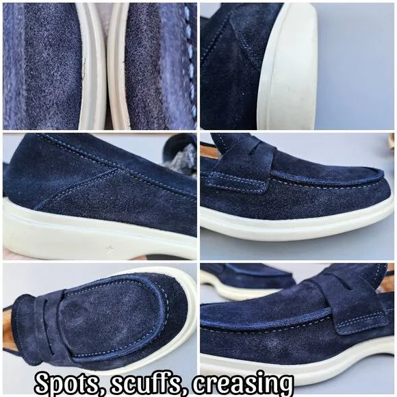 Blue Suede Shoes Leather Loafers Bilt George Brown Foster Penny Loafer Size 8.5