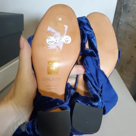 Blue Velvet Strappy Sandals