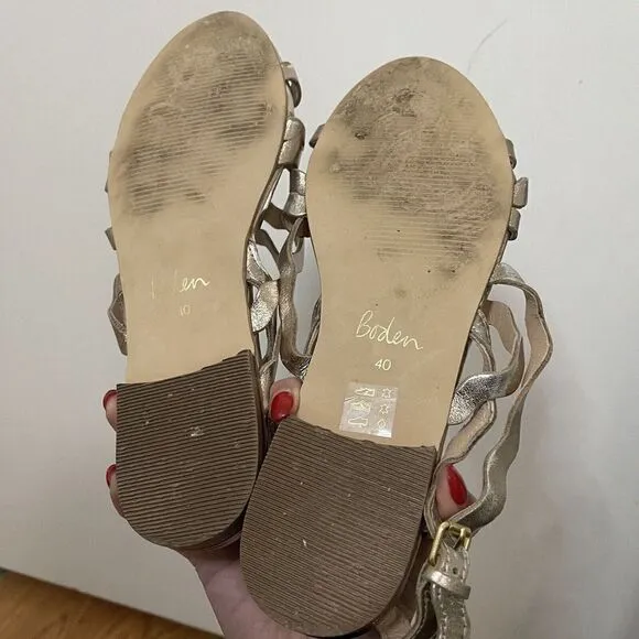 BODEN Champagne gold metallic zig zag strappy sandals size EU 40