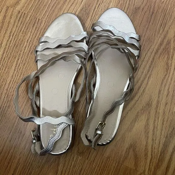 BODEN Champagne gold metallic zig zag strappy sandals size EU 40