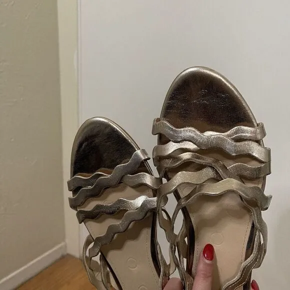 BODEN Champagne gold metallic zig zag strappy sandals size EU 40