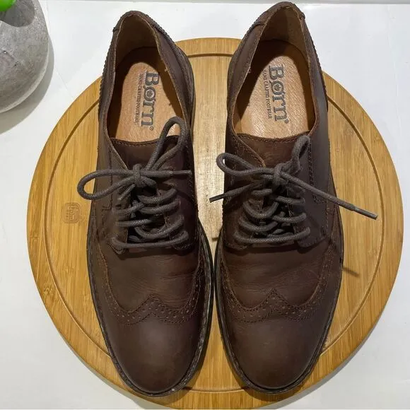 Born Brown Leather Wingtip Oxfords Men's Classic Dress Shoe Size 10.5