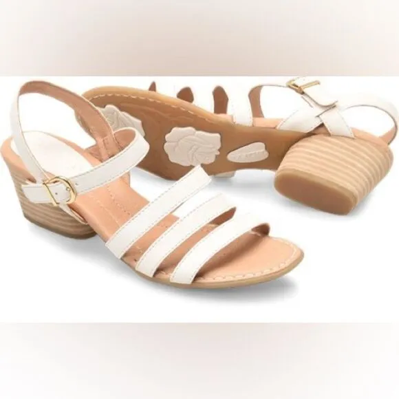 Born La Sal Leather Strappy Buckle Adjustable Sandals White NEW NWOT Size 8