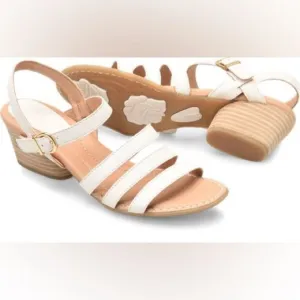 Born La Sal Leather Strappy Buckle Adjustable Sandals White NEW NWOT Size 8