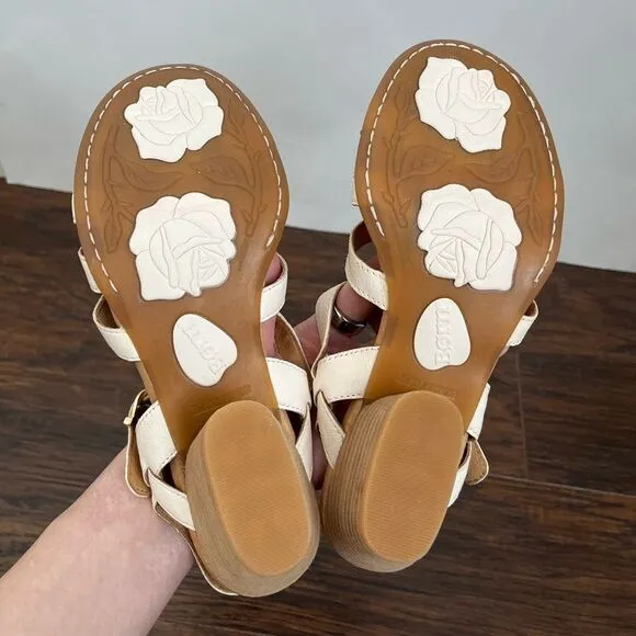 Born La Sal Leather Strappy Buckle Adjustable Sandals White NEW NWOT Size 8