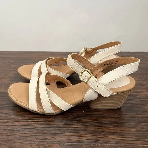 Born La Sal Leather Strappy Buckle Adjustable Sandals White NEW NWOT Size 8