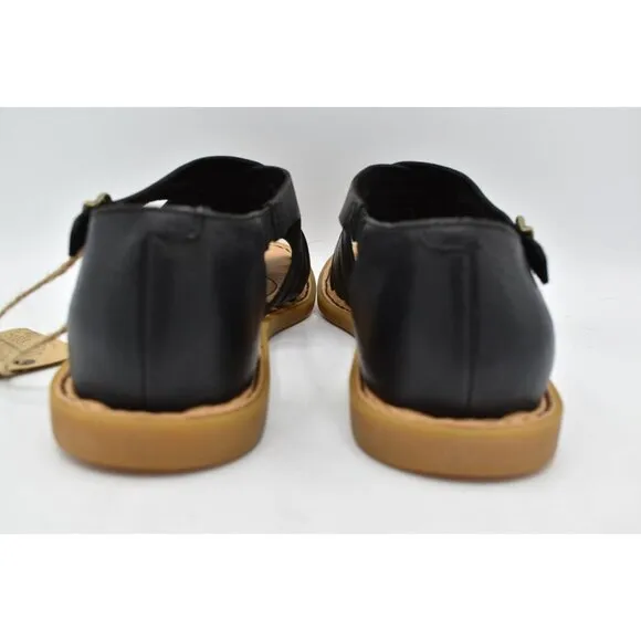 Born Womens Size 7 Ida Black Full Grain Leather Woven Open Toe Sandals Shoes