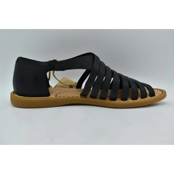 Born Womens Size 7 Ida Black Full Grain Leather Woven Open Toe Sandals Shoes