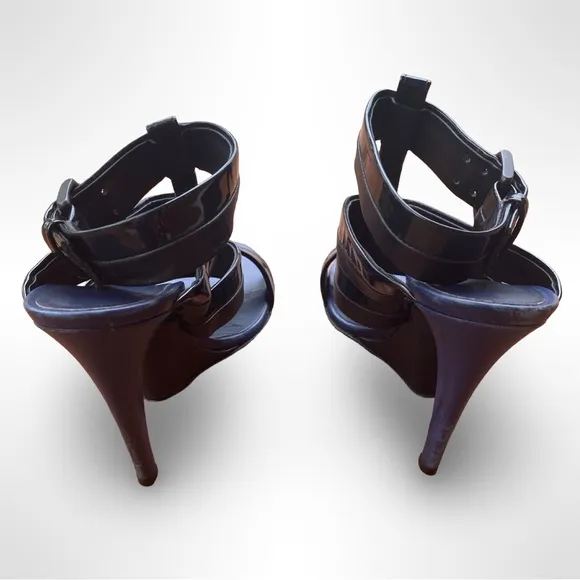 Bottega Veneta Black &amp; Blue Strappy High Heels w/ Ankle Strap